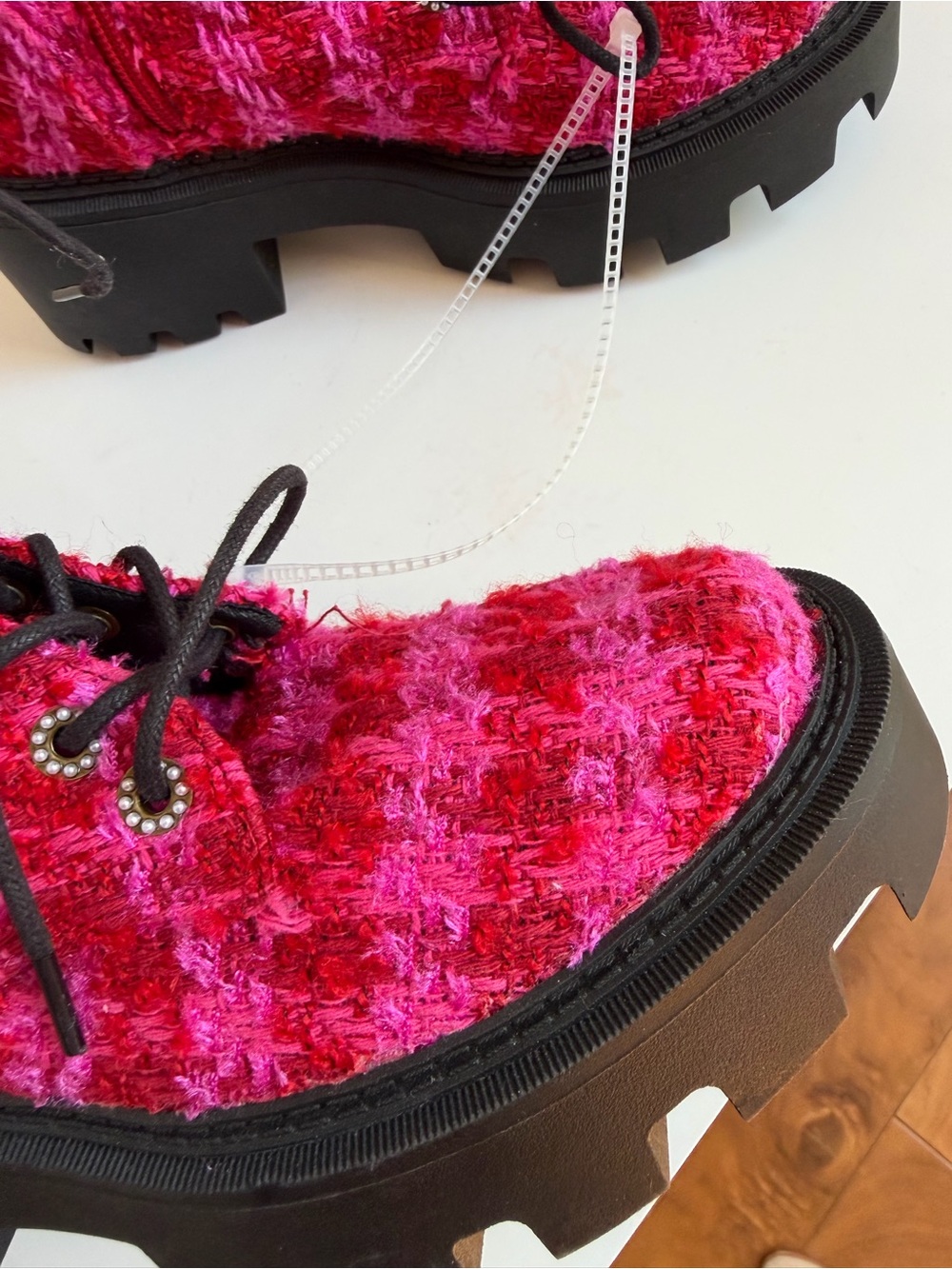 NWT Betsey Johnson Jonnie Embellished Combat Booties Sz 7 - Picture 11 of 14